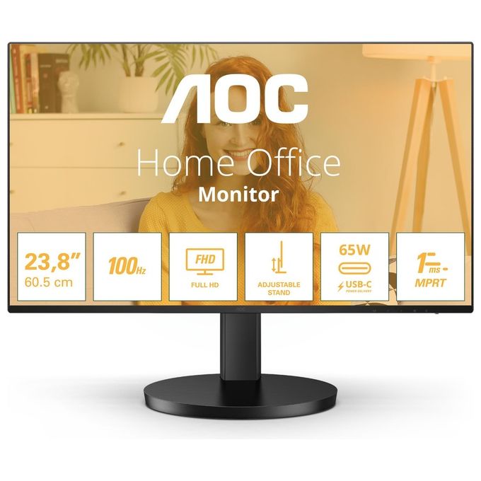 Aoc 24B3CF2 Monitor per Pc 23.8'' Led Ips Full Hd 16:9 250 cdm 100hz Usb-c Dock Hdmi Multimediale