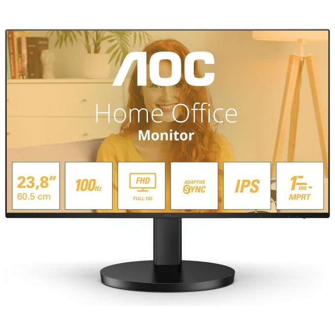 Image of Aoc 24B3HA2 - Monitor Full HD, 24 pollici, altoparlante integrato (1920x1080, 100 Hz, VGA, HDMI 1.4) nero