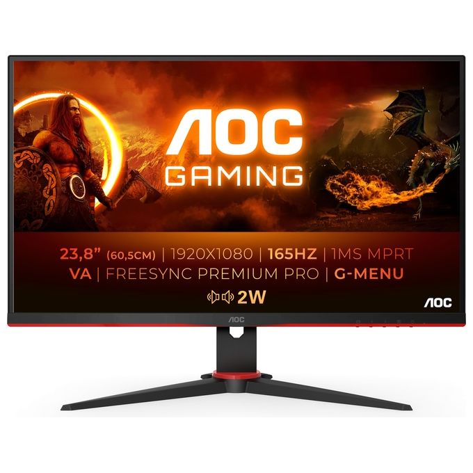 AOC Monitor 23.8" LED VA Gaming 24G2SAE / BK 1920x1080 Full HD Tempo di Risposta 1 ms Frequenza di Aggiornamento 165 (Hz)