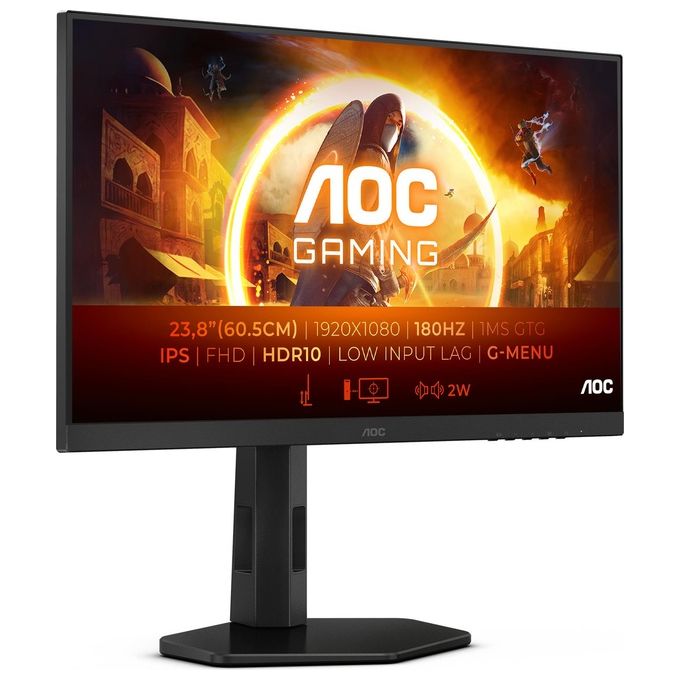AOC Gaming 24G4X - Monitor FHD, 24 pollici, 180 Hz, 1 ms, FreeSync Prem., G-Sync comp., HDR10 (1920x1080, HDMI, DisplayPort) nero