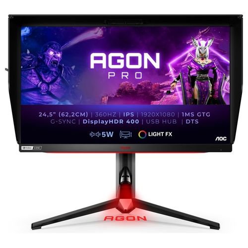 AOC Monitor 24.5" LED IPS Gaming Agon Pro AG254FG 1920x1080 Full HD Tempo di Risposta 1 ms Frequenza di Aggiornamento 360 (Hz) Nero/Rosso