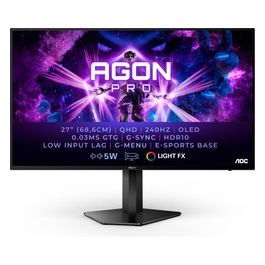 AGON PRO AG276QZD - Monitor QHD da 27 pollici, 240 Hz, GtG da 0,03 ms, FreeSync Premium Pro, compatibile G-Sync, HDR10 (2560x1440, HDMI, DisplayPort, Hub USB) Nero