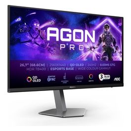Agon PRO AG276QZD Monitor da gioco OLED QHD da 2-27 pollici 240 Hz 0.03 ms GtG FreeSync Premium Pro G-Sync comp. HDR400 (2560x1440 2X HDMI 2.1 DisplayPort USB Hub) nero