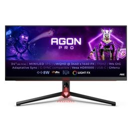 Agon Pro AG344UXM - Monitor Gaming da 34 Pollici WQHD, 170 Hz, 1 ms, G-Sync, FreeSync Premium, HDR1000 (3440x1440, HDMI 2.1, DisplayPort, USB-C, USB Hub) Nero