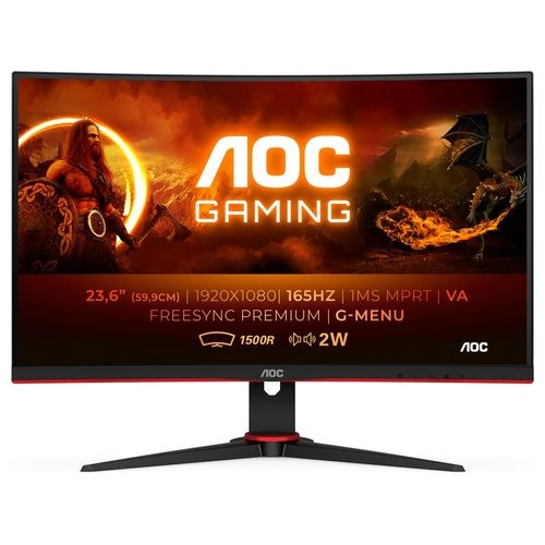 AOC Monitor 23.6" LED VA Curvo Gaming C24G2AE / BK 1920x1080 FullHD Tempo di Risposta 1 ms Frequenza di Aggiornamento 165 (Hz)