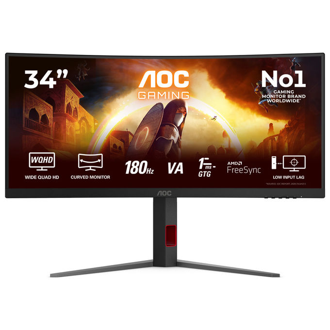 Aoc CU34G4 Monitor PC 34" Quad HD VA 180 Hz (Nero - Rosso)