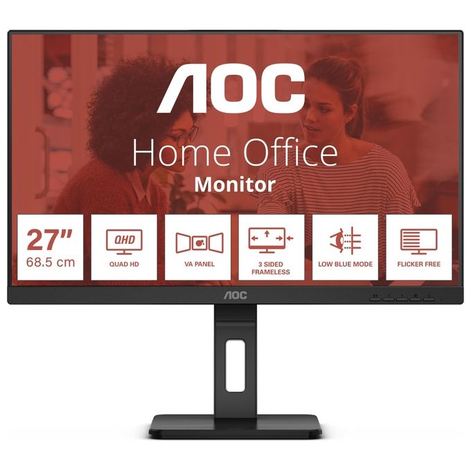 Aoc Q27E3UMF Monitor PC 27" Quad HD VA 75 Hz (Nero - Blu)