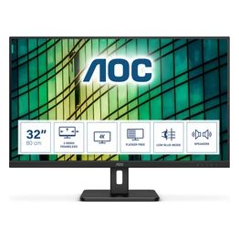 AOC U32E2N- Monitor office da 32" UHD (3840x2160, VA, 16:9, HDMI 2x2.0, Displayport 1x1.2, 350 cd/m, 60 Hz, 4ms, FlickerFree), nero