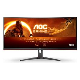 AOC Gaming CU34G2XE - WQHD Curved Monitor da 34 pollici, 144 Hz, FreeSync Prem., HDR10 (3440x1440, 1 ms MPRT, HDMI, DisplayPort) nero-rosso