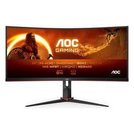 Gaming CU34G2XP - WQHD Curved Monitor da 34 pollici, 180 Hz, FreeSync Prem., HDR400 (3440x1440, 1ms GtG, HDMI, DisplayPort, USB Hub) nero-rosso