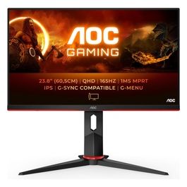 AOC Gaming Q24G2A - Monitor QHD da 24 pollici, 165 Hz, MPRT da 1ms, FreeSync Premium, compatibile G-Sync, (2560x1440, HDMI, DisplayPort) nero/rosso