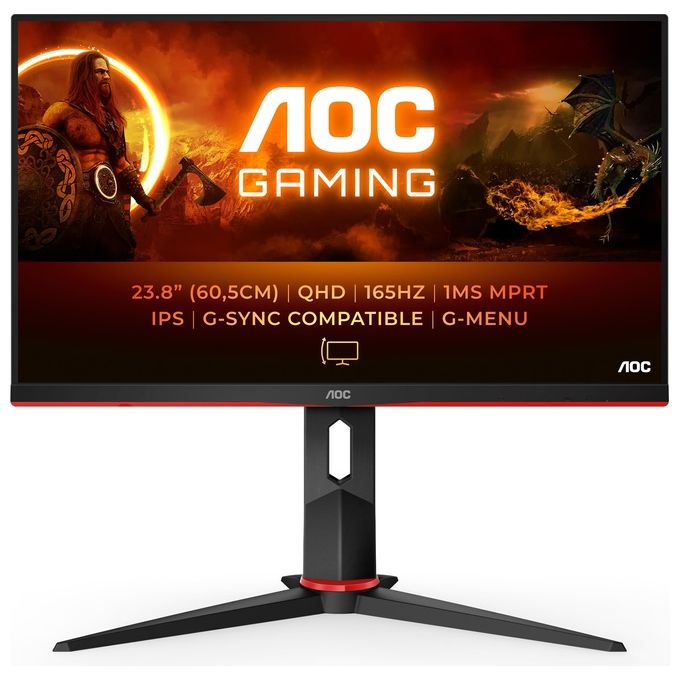AOC G2 Q24G2A-BK Monitor Pc 23.8'' 2560x1440 Pixel Nero-Rosso