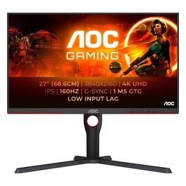 AOC Gaming U27G3X - Monitor UHD da 27 pollici, 160 Hz, FreeSync Pre., G-Sync comp., HDR400 (3840x2160, 1ms GtG, HDMI 2.1, DisplayPort) nero-rosso