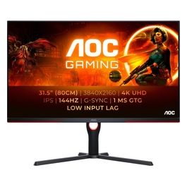 Gaming U32G3X - Monitor UHD da 32 pollici, 144 Hz, FreeSync Pre., G-Sync comp., HDR400 (3840x2160, 1ms GtG, HDMI 2.1, DisplayPort) nero-rosso