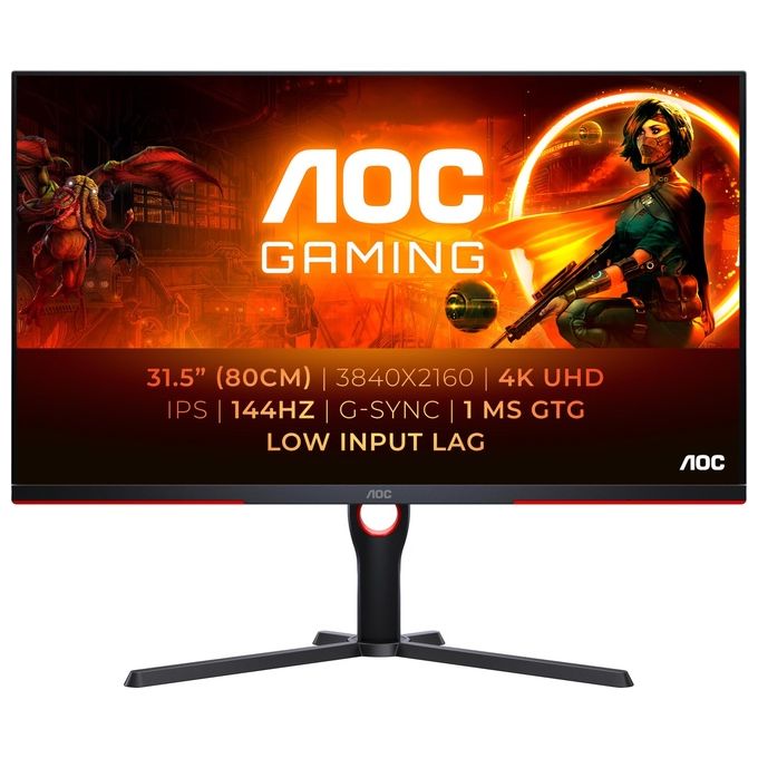 immagine di AOC AOC U32G3X-BK Monitor Gaming 31.5'' 4K Ultra HD IPS 144 Hz 1 ms GtG HDR400 colore Nero Rosso