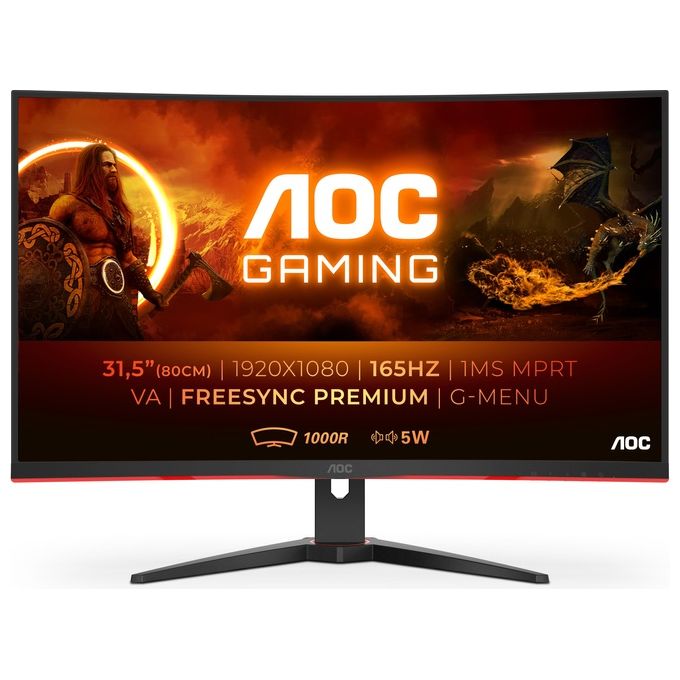 AOC Gaming C32G2AE - Monitor curvo FHD da 32 pollici, 165 Hz, 1 ms