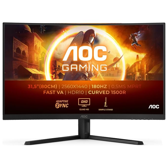 Image of AOC Gaming CQ32G4VE - Monitor curvo QHD da 32 pollici 180 Hertz 05 ms HDR10 FreeSync Premium (2560x1440 HDMI DisplayPort) nero-grigio