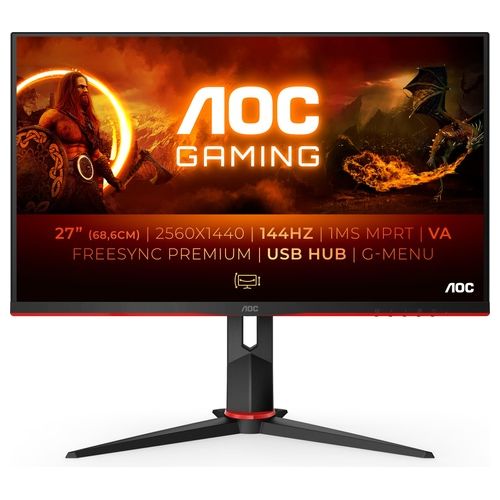AOC Gaming Monitor 27'' Q27G2U/BK 2560x1440 Pixel Quad Hd Led Tempo di risposta 1 ms Frequenza di aggiornamento 144 (Hz)