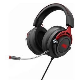AOC GH300 - Cuffie da gioco Over-Ear con retroilluminazione RGB, microfono staccabile, driver da 50 mm e stereo surround virtuale 7.1 con audio Hi-Fi, colore nero/rosso