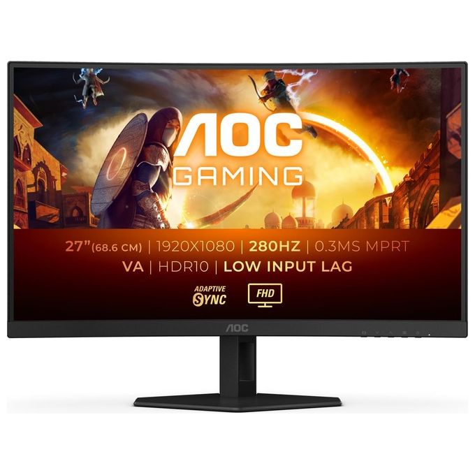 Image of AOC Monitor Gaming C27G4ZXE Curvo FHD da 27'' Frequenza 280Hz Tempo di Risposta 03 ms HDR 10 Senza Cornice