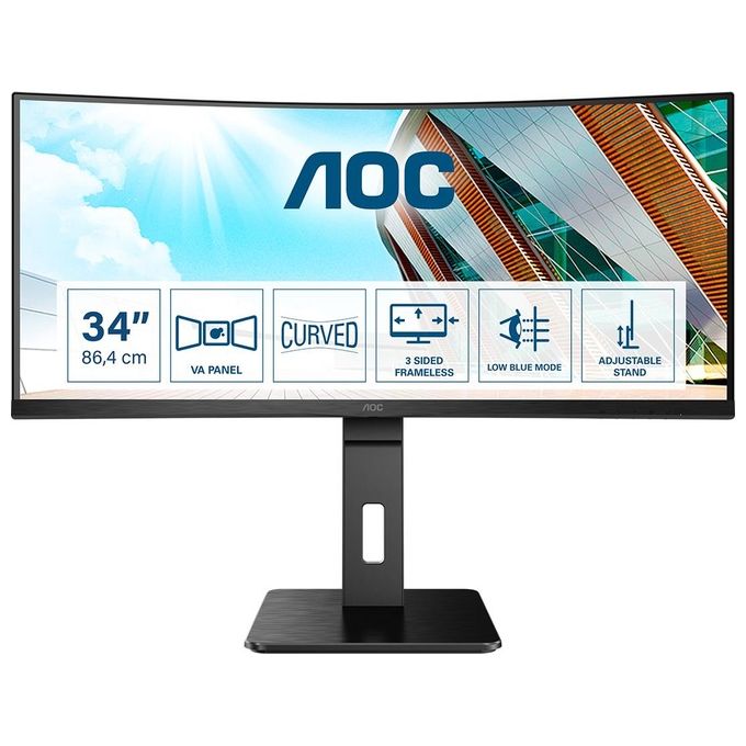 AOC Monitor 34'' LCD VA Curvo Gaming CU34P2A 3440X1440 QHD Tempo di Risposta 1 ms