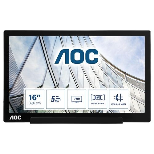AOC Monitor Portatile 15.6" LED IPS I1601FWUX 1920 x 1080 Full HD Tempo di Risposta 5 ms