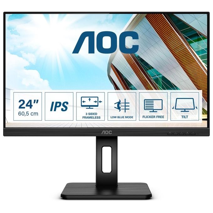AOC Monitor 23.8'' LED IPS Q24P2Q 2560 x1440 QHD Tempo di risposta 4 ms