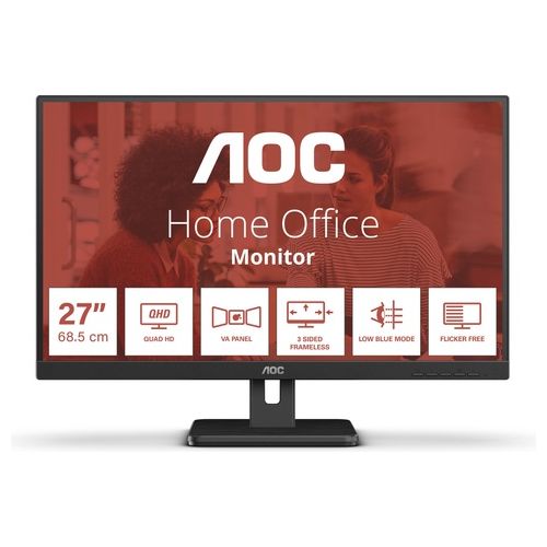 AOC Q27E3UAM Monitor Pc 27" 2560x1440 Pixel Quad Hd Nero