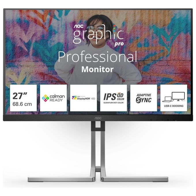 Image of AOC Q27U3CV Monitor PC 27'' 2560x1440 Pixel 4K Ultra HD LCD Nero