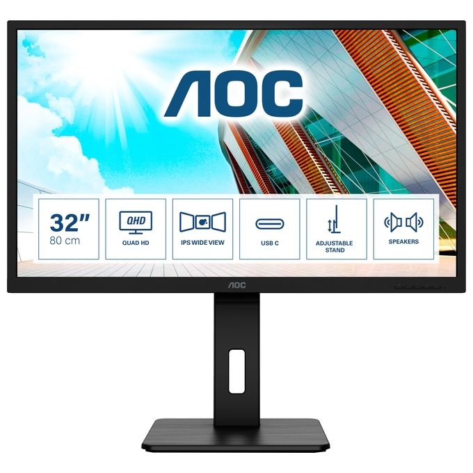 AOC Monitor 31.5'' LED IPS Q32P2CA 2560 x 1440 2K Ultra HD Tempo di Risposta 4 ms