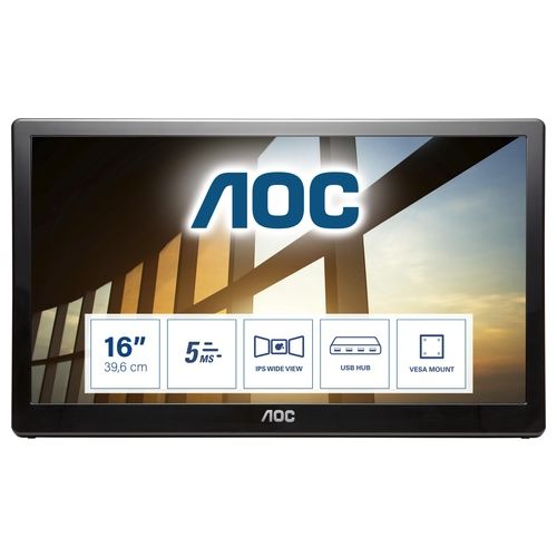 AOC Monitor Portabile 15.6" LCD I1659FWUX 1920 x 1080 Full HD Tempo di Risposta 10 ms