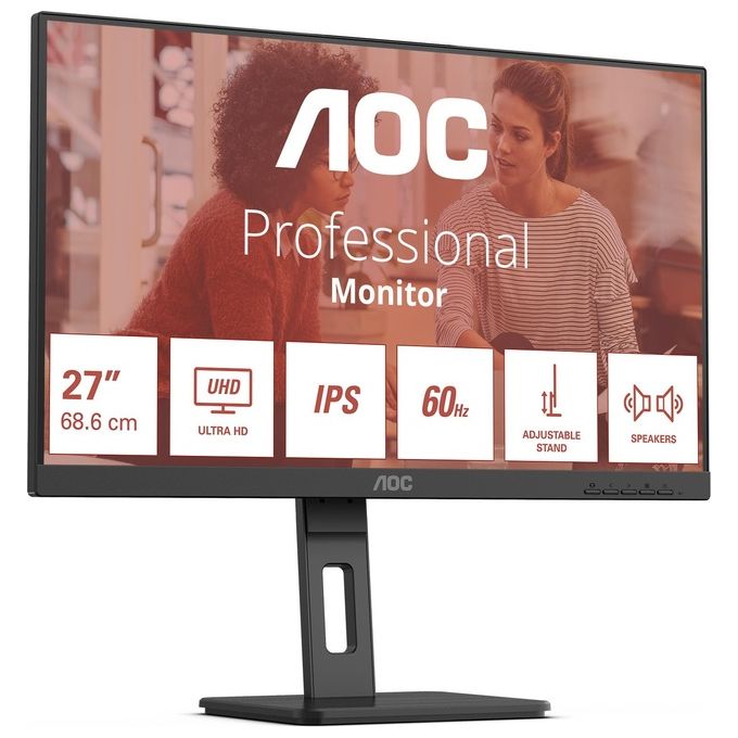 Aoc U27E3UF Monitor PC 27" 4K Ultra HD IPS 60 Hz (Nero)