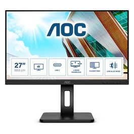 AOC U27P2CA - Monitor da 27 Pollici UHD, USB-C Docking Monitor, Height-Adjustable (3840 x 2160, 60 Hz, HDMI, DisplayPort, USB-C, USB Hub) Nero