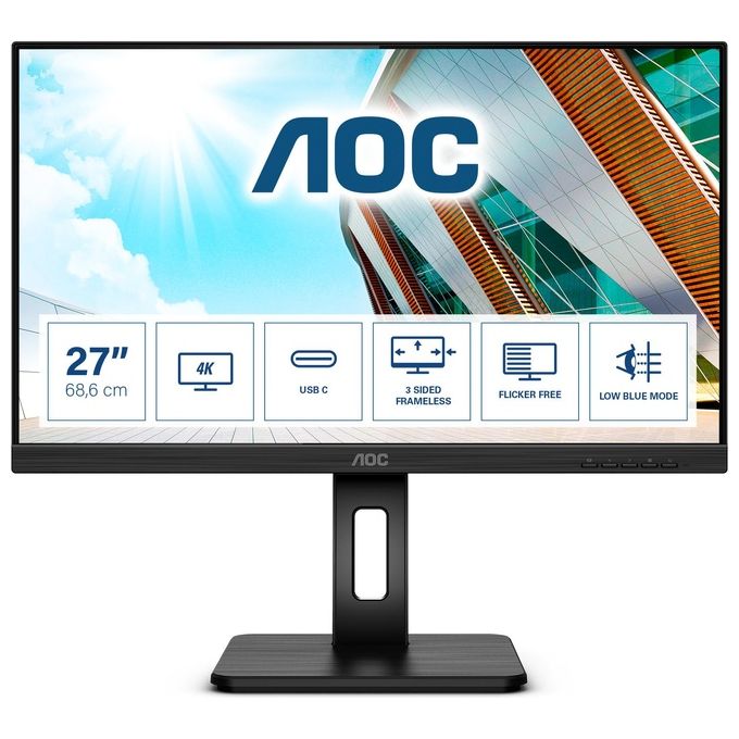 AOC Monitor 27" LED IPS U27P2CA 3840 x 2160 4K Ultra HD Tempo di Risposta 4 ms