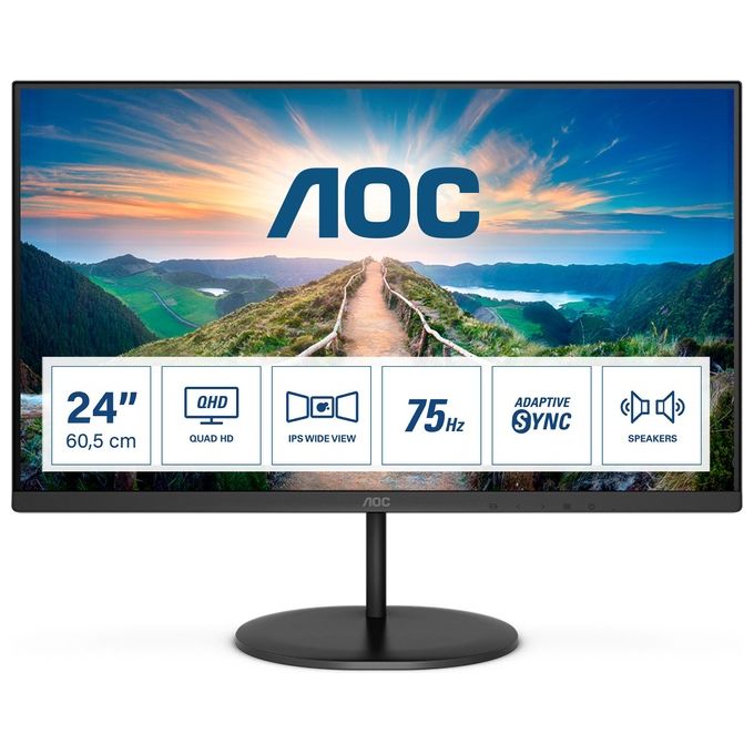 AOC Monitor 23.8'' LED IPS Q24V4EA 2560 x 1440 2K Tempo di Risposta 4 ms
