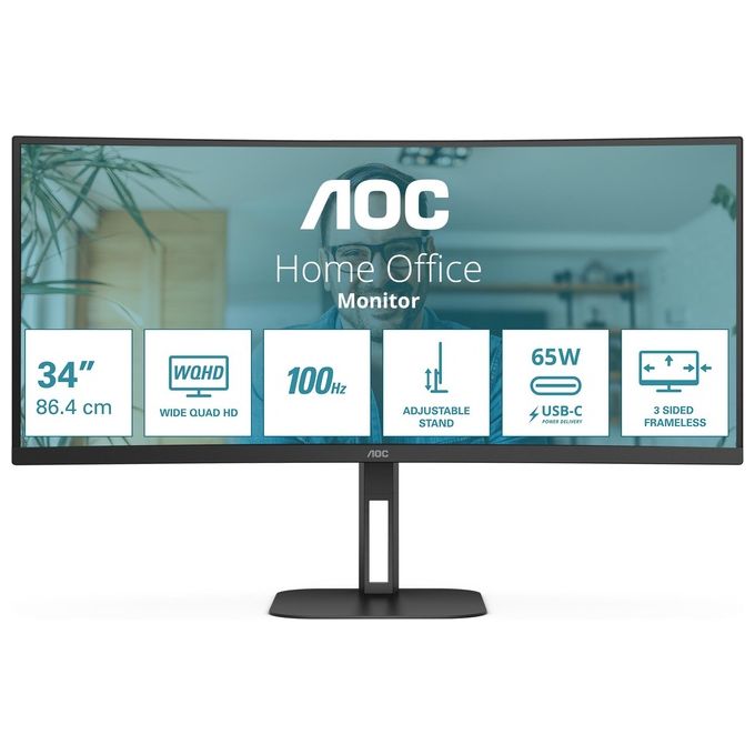 Aoc CU34V5C-BK Monitor PC 34" Quad HD VA 100 Hz (Nero)