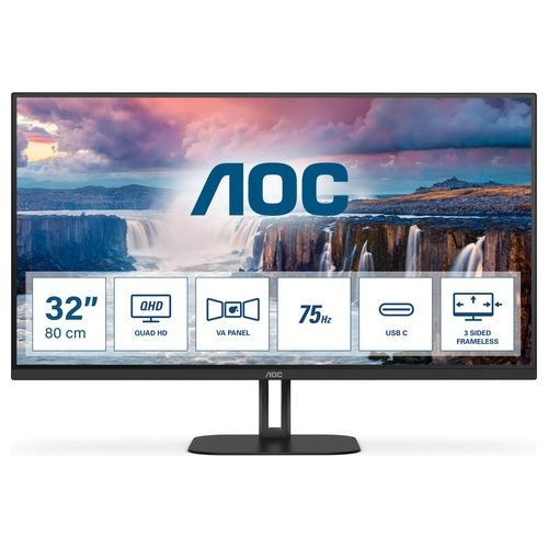 AOC V5 Q32V5CE Monitor Pc 31.5" 2560x1440 Pixel Quad Hd Led Nero