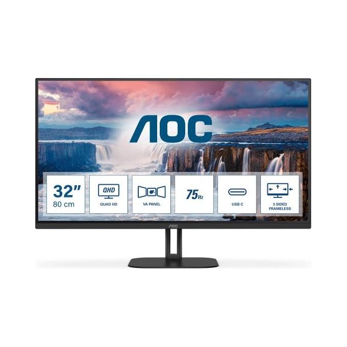AOC V5 Q32V5CE Monitor Pc 31.5" 2560x1440 Pixel Quad Hd Led Nero