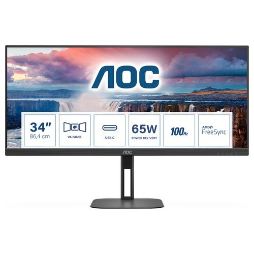 AOC V5 U34V5C/BK Monitor Pc 34" 3440x1440 Pixel UltraWide Quad Hd LCD Nero