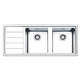 LNP1162ILBC Serie Linear Plus Lavello Acciaio Spazzolato da Incasso Gocciolatoio a Sinistra 2 vasche 116x50cm
