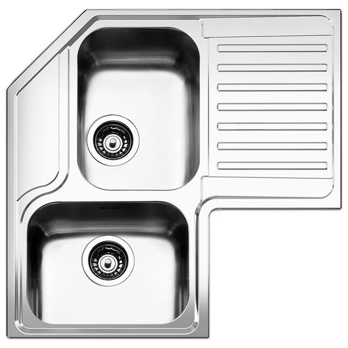 Apell ROAN2B90IRBC Serie Roma Lavello da Incasso as Angolo 83x83cm 2 Vasche a Sinistra Gocciolatoio Destro Acciaio Inox