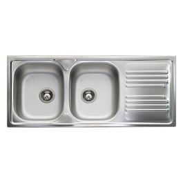 TM1162IRBC Serie Atmosfera Lavello Acciaio Prelucidato da Incasso Gocciolatoio a Destra 2 Vasche 116x50cm
