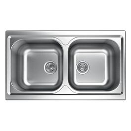 TM862IPC Serie Atmosfera Lavello Inox Prelucido da Incasso 2 Vasche 86x50cm