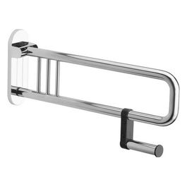 Maniglione Appoggio Ribaltabile 65 + Porta Rotolo Prima Classe Cromato Metallo 34x10x65 Cm
