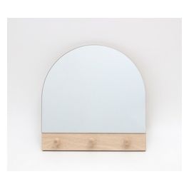 Appendiabiti/Specchio da Parete con 3 Ganci Arcade in Mdf 30X30 cm