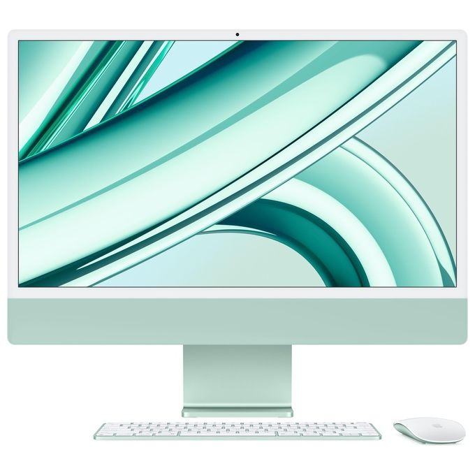 Apple Computer Desktop All-in-One iMac con Chip M3 CPU 8-Core GPU 10-Core Display Retina 4.5K 24'' 8Gb di Memoria Unificata 256Gb di Archiviazione Ssd Accessori in Tinta Color Verde