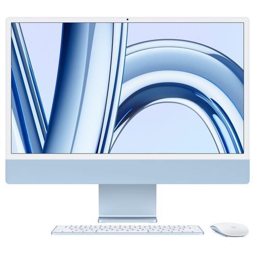 Apple Computer Desktop All-in-One iMac con Chip M3 Cpu 8-Core Gpu 10-Core Display Retina 4.5k 24" 8Gb Di Memoria Unificata 512Gb di Archiviazione Ssd Accessori in Tinta Color Azzurro
