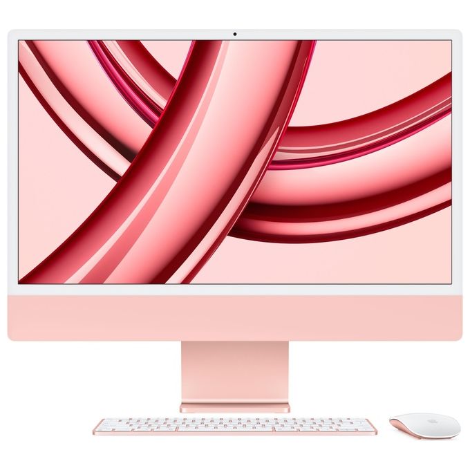 Apple Computer Desktop All-in-One iMac con Chip M3 CPU 8-Core GPU 10-Core Display Retina 4.5K 24'' 8Gb di Memoria Unificata 256Gb di Archiviazione Ssd Accessori in Tinta Color Rosa