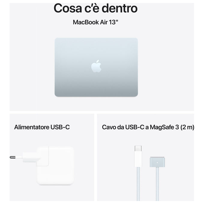 Apple MacBook Air 13.6'' M4 16GB 256GB SSD Celeste Laptop Ultraleggero Portatile