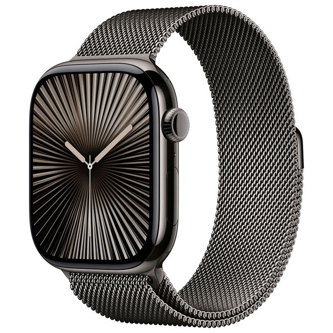 Apple Watch 10 42mm GPS + Cellular Cassa in titanio ardesia con Loop in maglia milanese ardesia